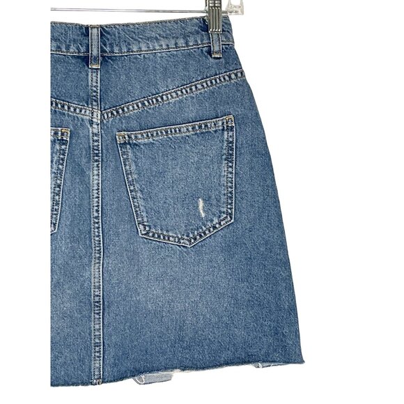 Free People We The Free Ripped Denim Skirt Blue Cotton Casual XS (25) - Picture 9 of 11